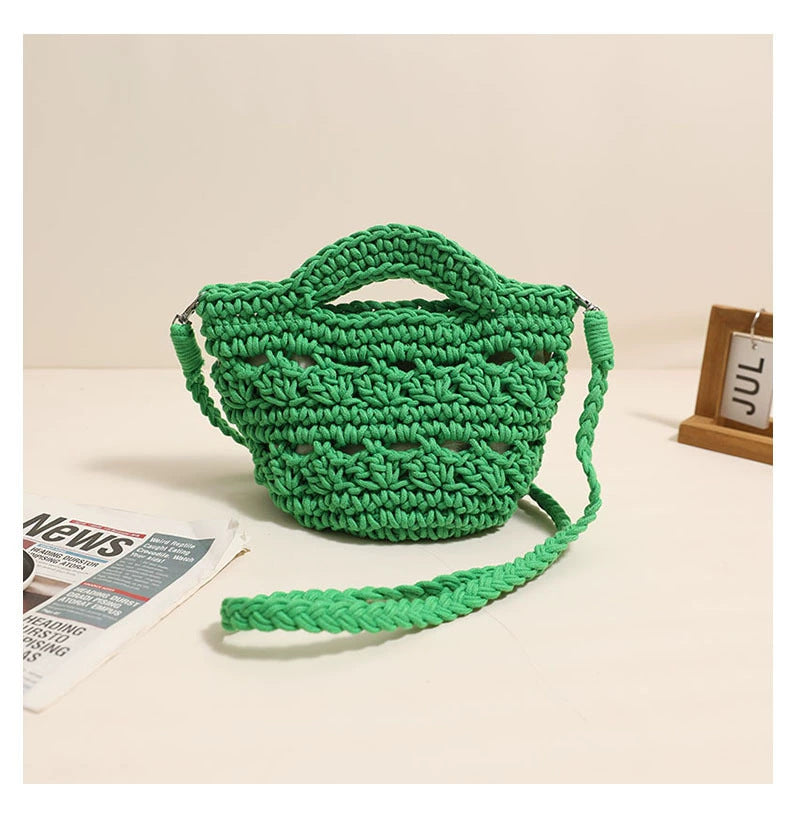 Woven Crochet Crossbody Bag Hollow Out Summer Beach Purse - Image 11