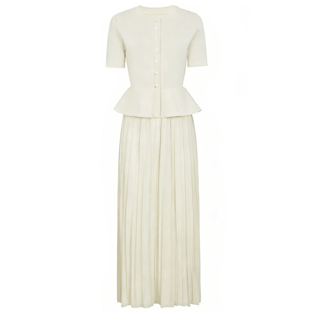Summer Ladies Internet Popular Slim Fitting Slimming False Two Piece Short Sleeve Pleated Dress Women