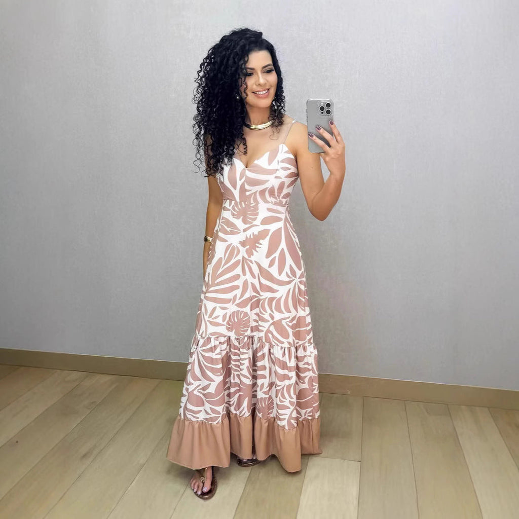 Women Printed Sling Casual Dress