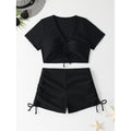 Swimsuit Women Sexy Boxer Short Sleeve Conservative Split Bikini Swimsuit Bikini