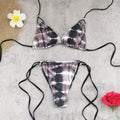 Tie Dye Halter Bikini Set Low Waist Backless Swimsuit