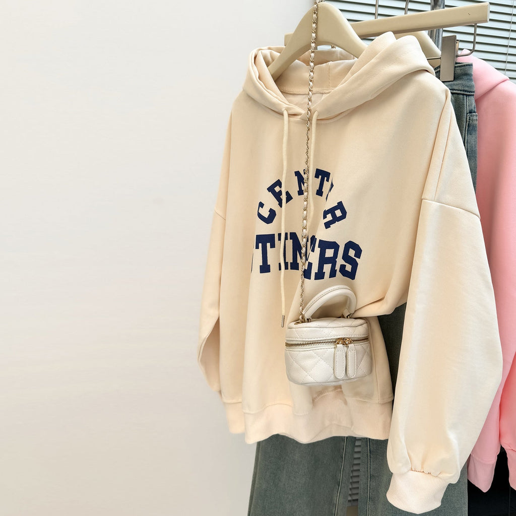 Women's Vintage Loose Fit Hoodie with Graphic Print - Fleece Lined - Image 2