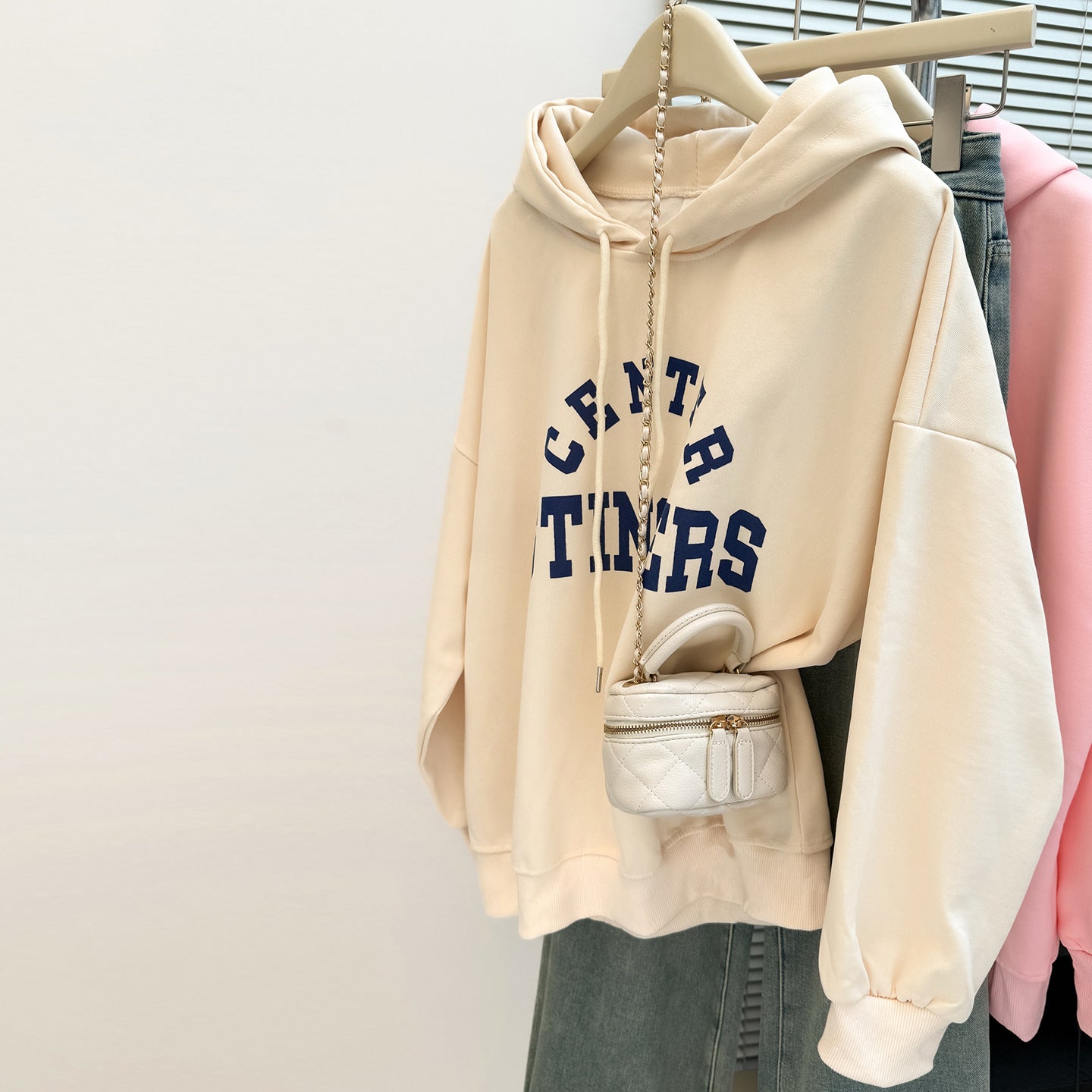 Women's Vintage Loose Fit Hoodie with Graphic Print - Fleece Lined - Image 2