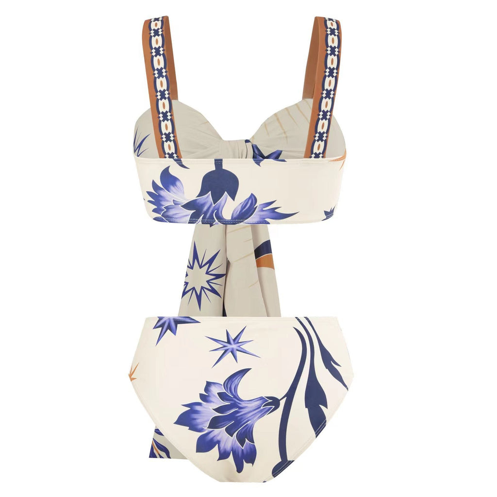 Women Summer Push up Bikini Sexy High Waist Bikini Split Swimsuit Set Chiffon Dress