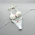 Three-Piece Halter Bikini Set with Bow Detail Boho Swimwear