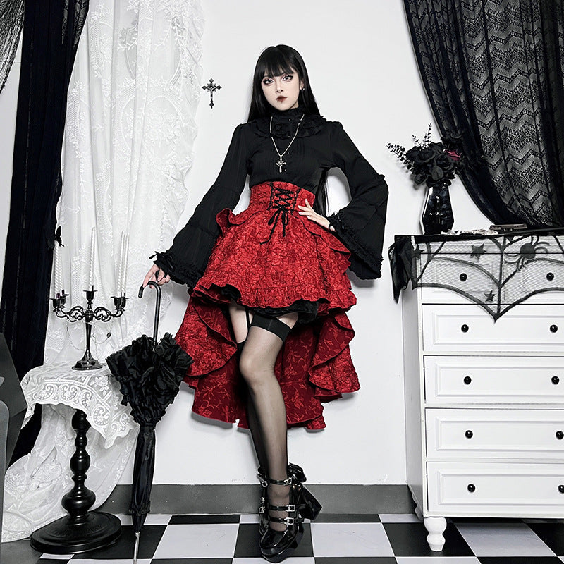 Alt Goth Fairy core Grunge Lolita Skirt Women Dark Gothic