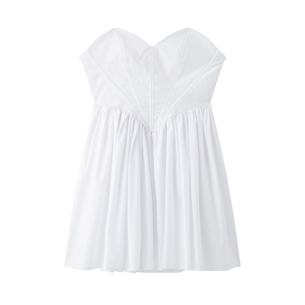 Women Clothing Summer Casual Slim Fit Slimming Patchwork Tube Top Dress