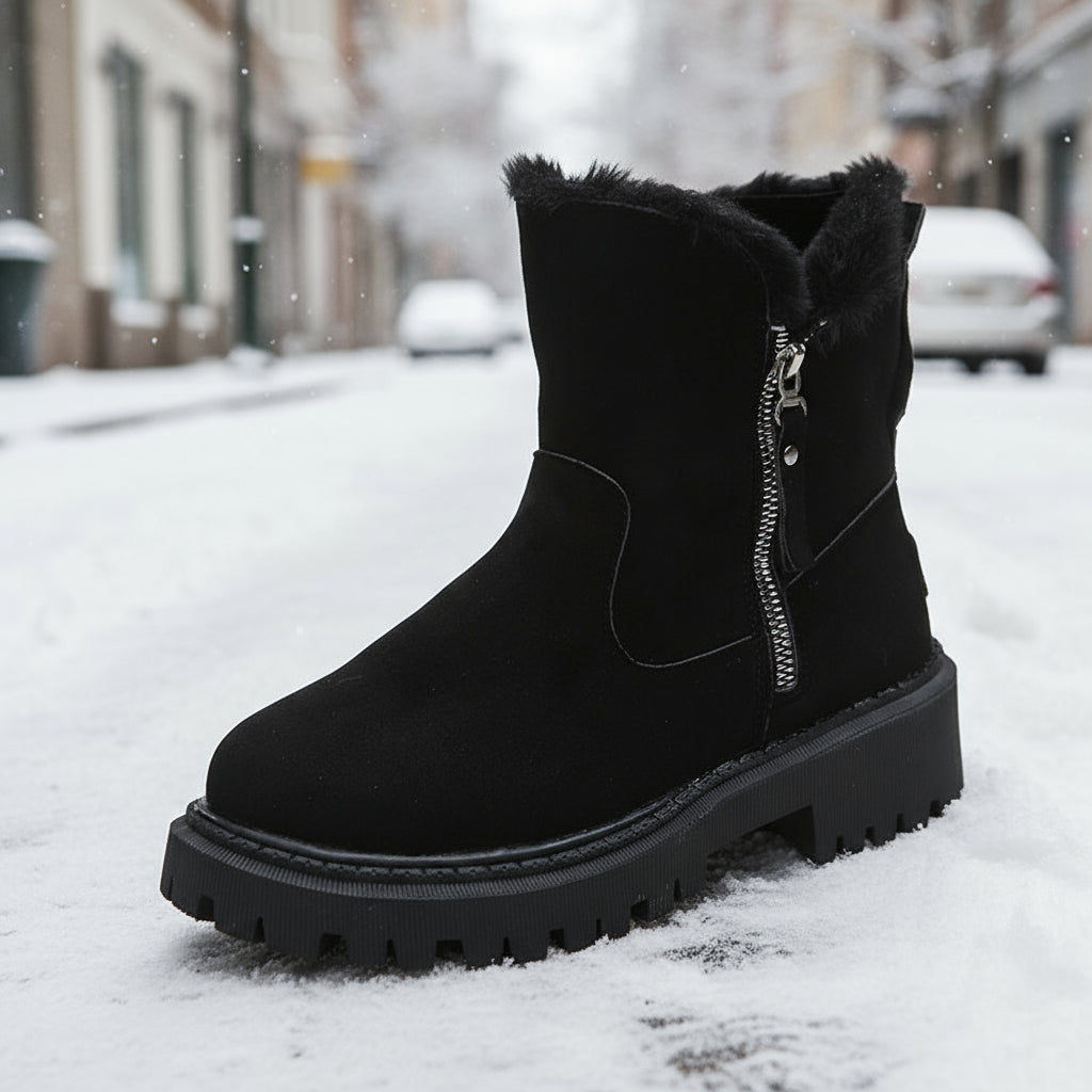 Women’s Velvet Lined Cotton Snow Boots — Plus Size Winter Warm Boots