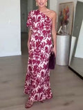 Summer Sexy One Shoulder Printed Dress Maxi Dress Women