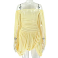 Solid Color Women Tube Top off Neck A line Dress Design Casual Cocktail Waist Tight Dress