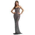 Women Sexy Strap Rhinestone Hip Wrapped Dinner Dress