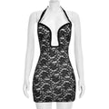 Women Spring Summer Low Necked Sexy Hip Lace Halter Mini Dress for Women