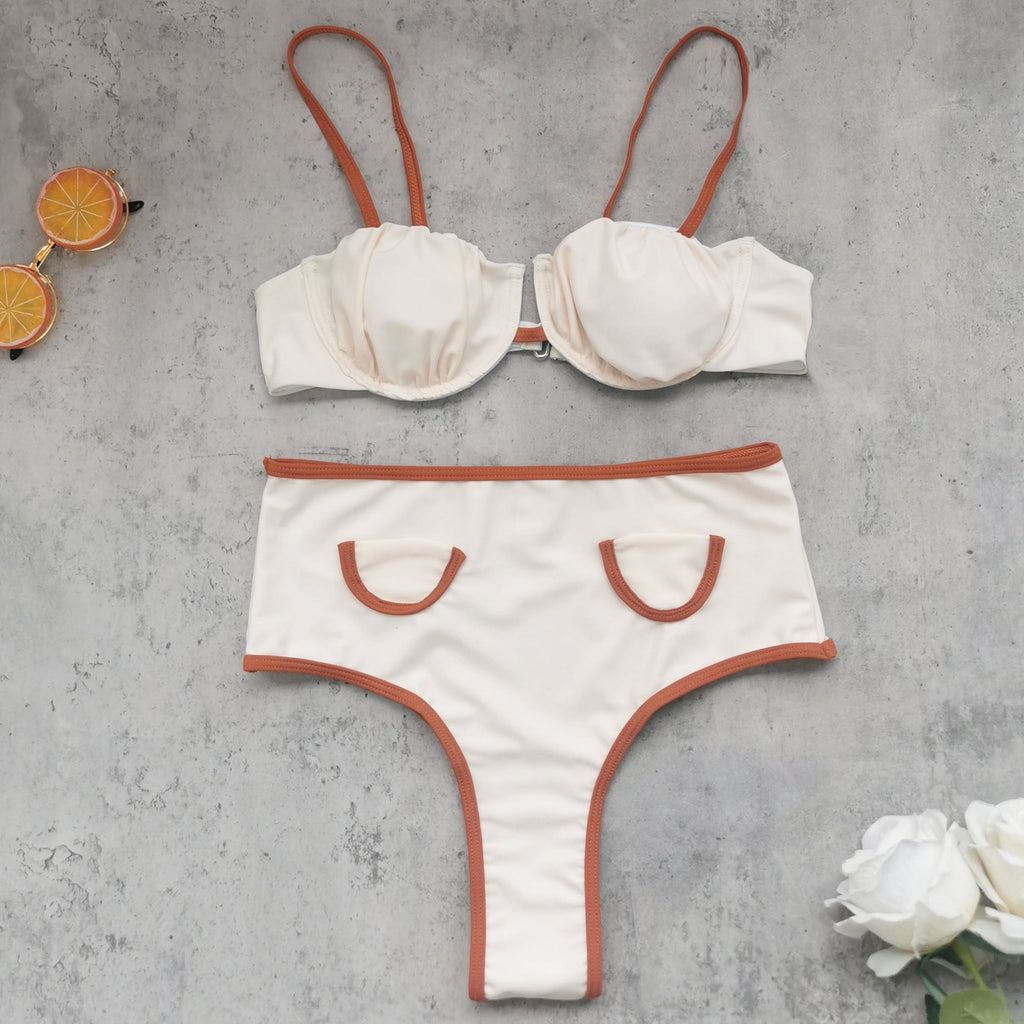 High Waist Bikini Skirt Three Piece Set Boho Split Swimsuit