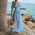 Elegant Holiday off Shoulder Ruffled off Shoulder Dress Women Clothing Summer