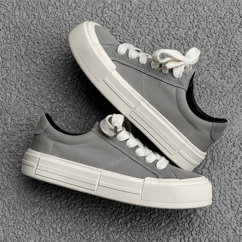Women’s Canvas Platform Sneakers in Black and Grey - Image 2