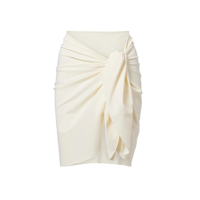 Sexy Cream White Wave Hollow Out Cutout Single Shoulder One Piece Swimming Women Two Piece Spring Holiday Slim Looking Swimwear