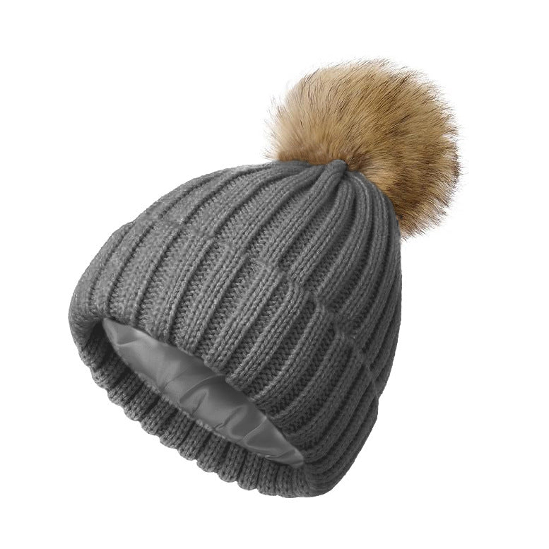 Soft Beanie Fluffy Ball Cap — Warm Knitted Winter Hat with Pom Pom