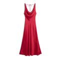 Spring Summer Women Fashionable Elegant Sexy Silk Satin Texture Length Dress