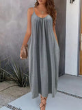 Spring Solid Color Dress Summer Beach Dress Women Suspender