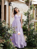 V neck Strap Evening Dress Mesh Embroidered Backless Elegant Evening Dress Dance Dress Party Dress Bridesmaid Dress