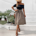 Summer Women Clothing off Shoulder Color Matching Dress