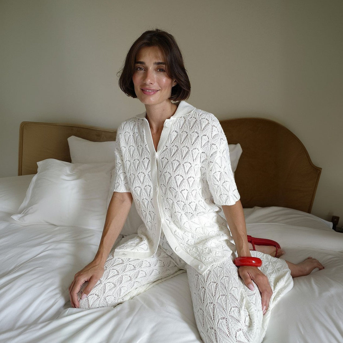 Two-Piece Beach Set Loose Long Sleeve Casual Button Down Outfit