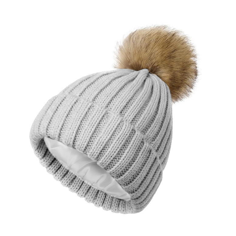 Soft Beanie Fluffy Ball Cap — Warm Knitted Winter Hat with Pom Pom