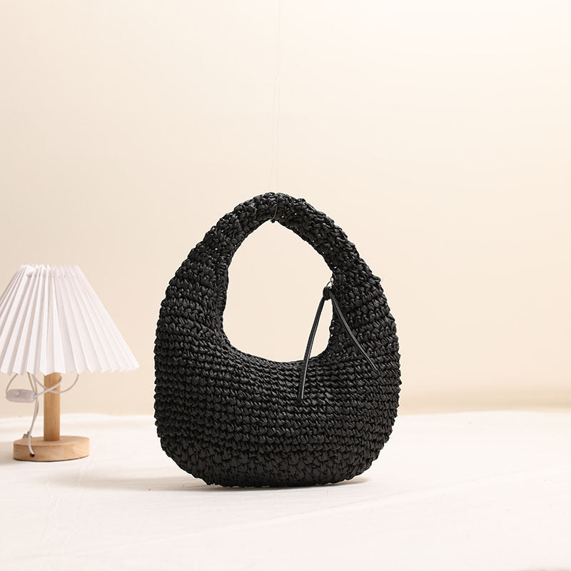 Woven Straw Handbag with Tassel Detail for Beach and Vacation - Image 4