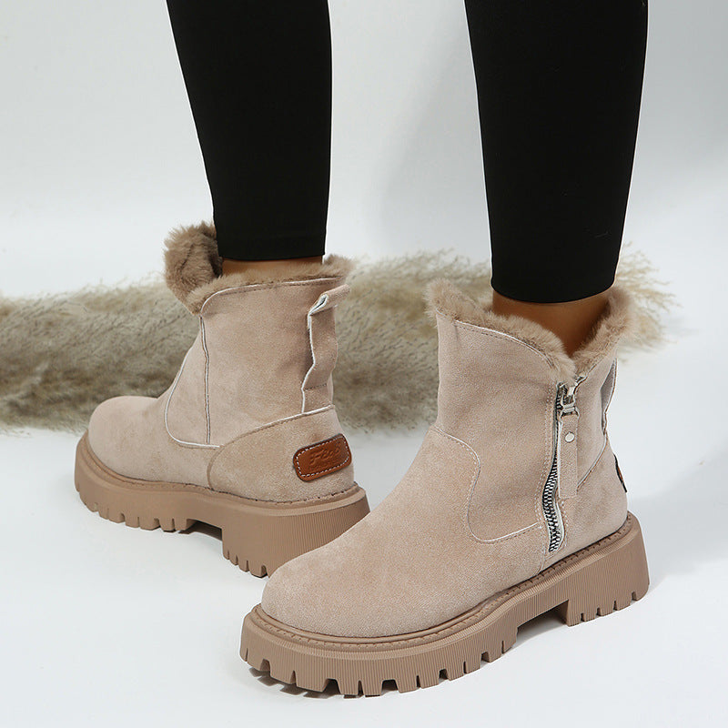 Women’s Velvet Lined Cotton Snow Boots — Plus Size Winter Warm Boots