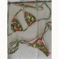 Floral Print Ruched Halter Bikini Set with Tie Detail