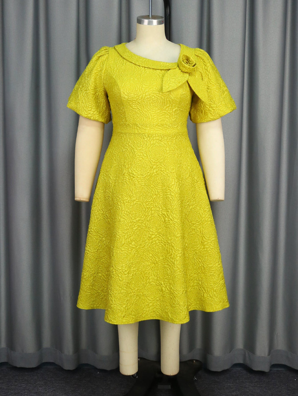 Jacquard Fabric Floral Dress African A line Dress