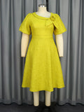 Jacquard Fabric Floral Dress African A line Dress