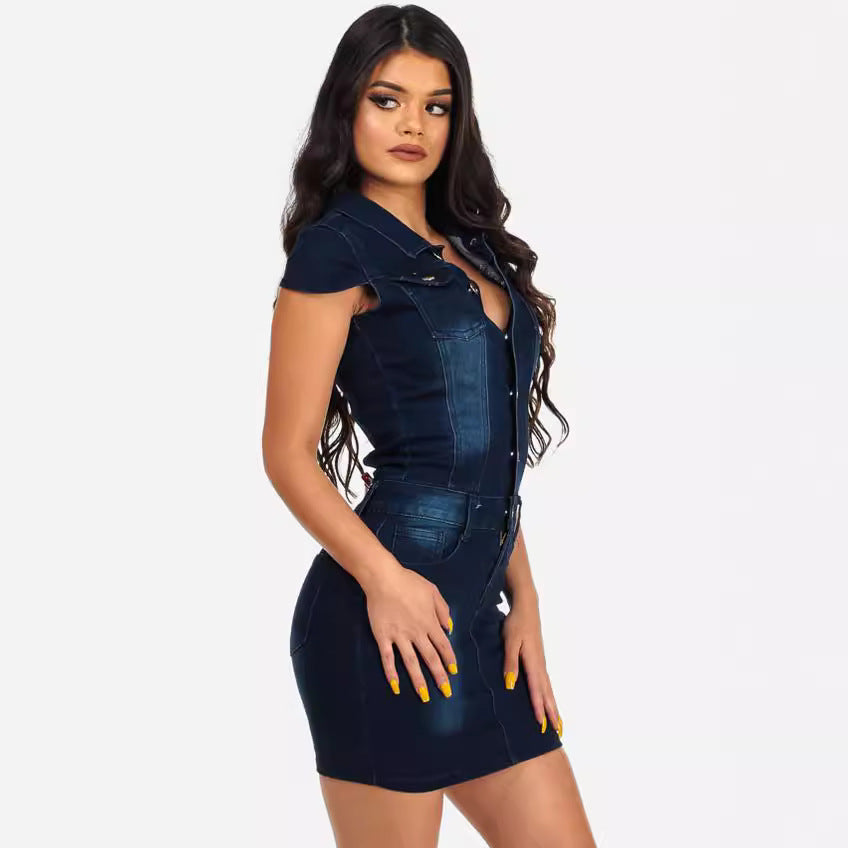 Sexy Slim Denim Dress Hip Nightclub Dress