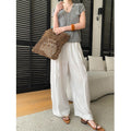 Summer Air Feeling Lazy Relaxed Feeling Drawstring Elastic High Waist Loose Wide Legs Casual Pants