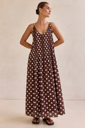 Spring Summer Dress Polka Dot Printed V neck Loose Big Hem Casual Dress