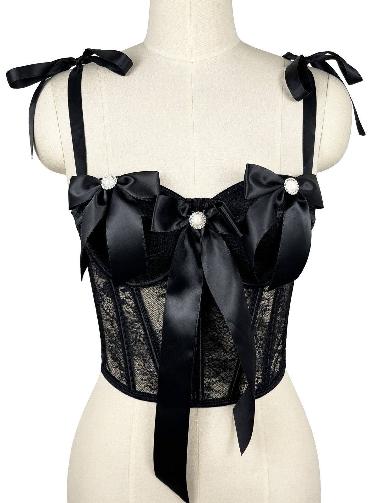 Lace Bow Boning Corset Bra Sexy Slimming Fish Hanging Tube Top Women Short Camisole Strap
