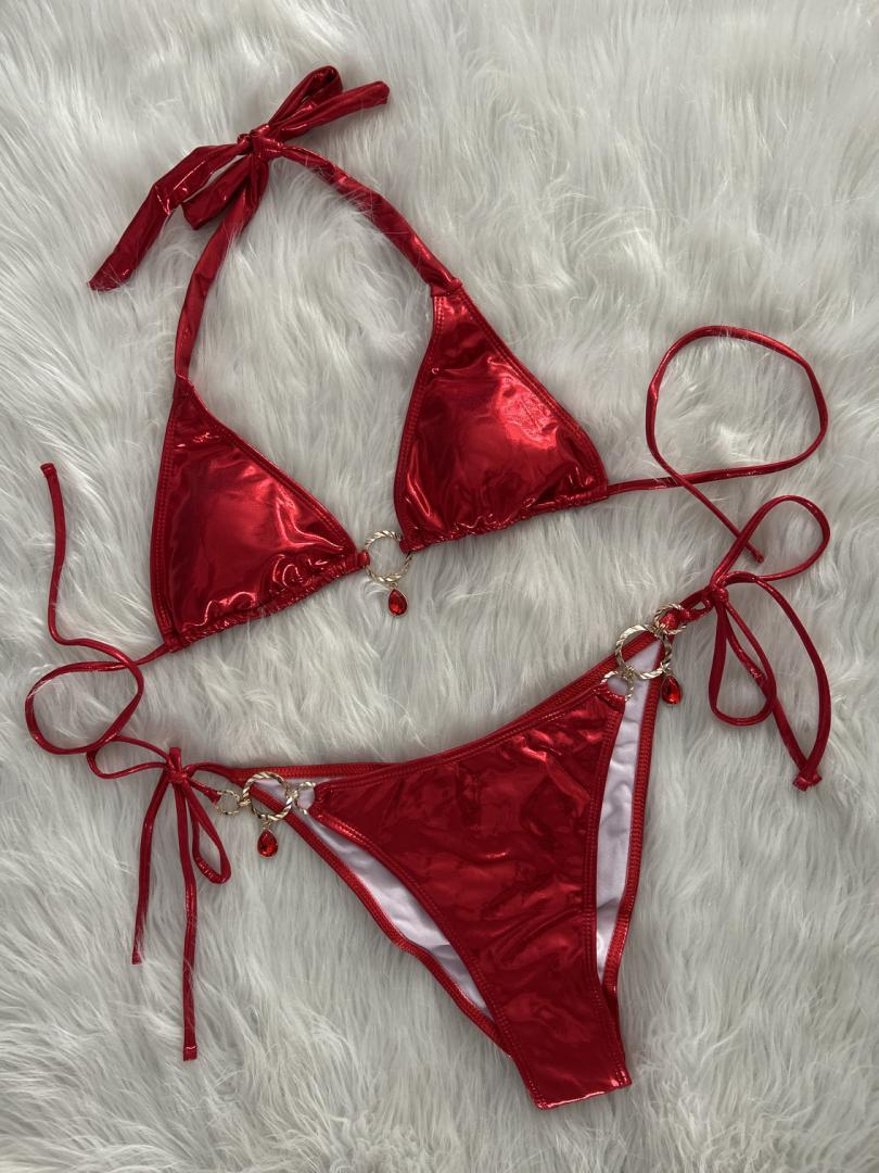 Crystal Embellished Halter Bikini - Sexy Modern Beach Swimsuit