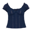 Lace Stitching Collar Solid Color Summer Outer Wear Thin Niche Design Casual Short Sleeve T shirt Top