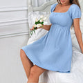 French Elegance Backless Square Collar Niche Mid Length Dress Women