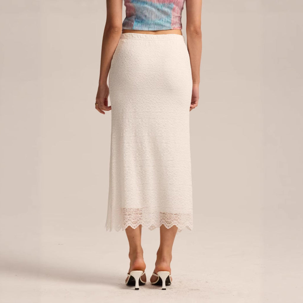 Women Clothing Lace Skirt Spring Summer High Waist One Step Skirt Sexy Slim Hip Long Skirt