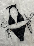 Crystal Embellished Halter Bikini - Sexy Modern Beach Swimsuit