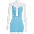 Spring Summer Women Clothing Sexy Solid Color Tube Top Tight Backless Sheath Dress
