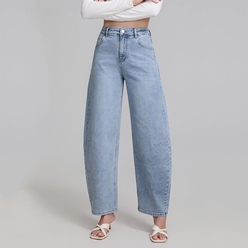 Blue High Street Wide Leg Highly Elastic Jeans for Women Summer High Looking Slimming Matchet Pants Women