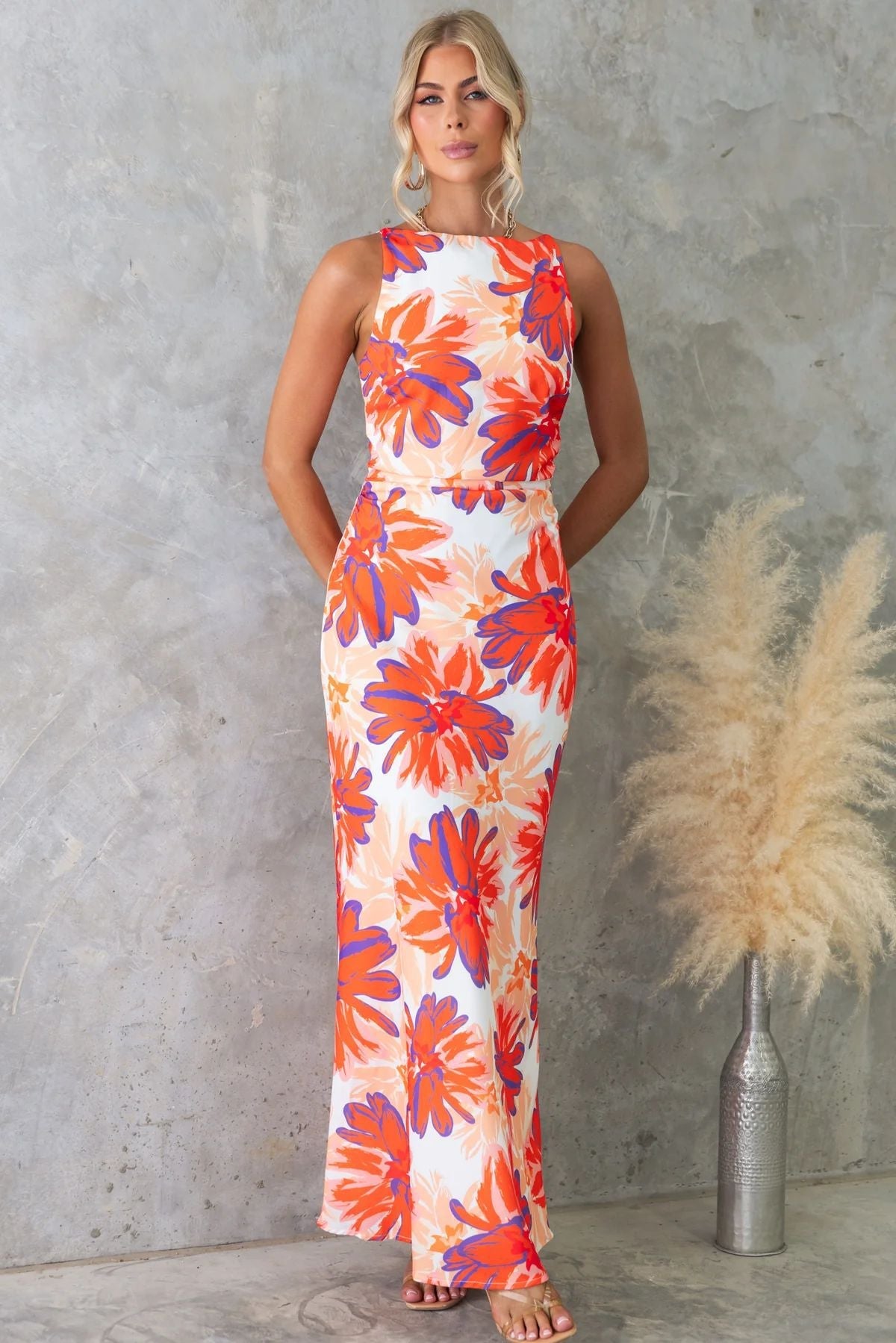 Maxi Dress Fashionable Printed Sleeveless Backless Dress