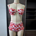 Women's Floral Ruffled High Waist Bikini Sexy Hard Cup Swimsuit