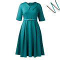 Women Clothing Autumn Elegant Solid Color Polo Collar Africa Dress