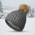 Soft Beanie Fluffy Ball Cap — Warm Knitted Winter Hat with Pom Pom