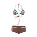 Modern Halter Backless Bikini Set with Lace Up Ties