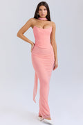 Blue Strapless Short Top High Waist Sheath Pencil Slim Fit Skirt Two Piece Set Women