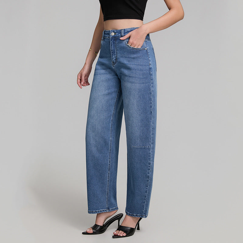 Blue High Street Wide Leg Highly Elastic Jeans for Women Summer High Looking Slimming Matchet Pants Women